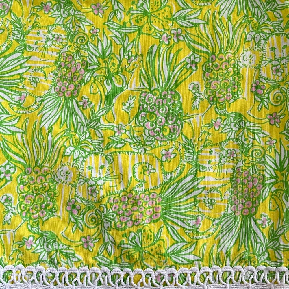 Lilly Pulitzer Crazy Cat House Mini Skirt with White Crochet Trim - Picture 3 of 4